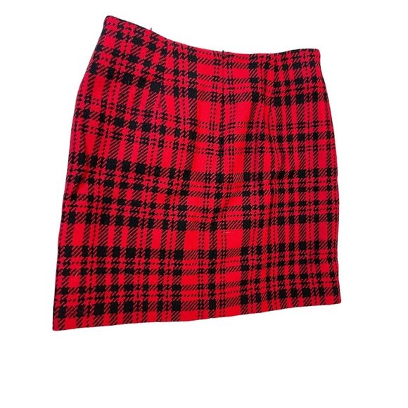 Eddie Bauer Vintage 1920 Plaid Straight & Pencil Skirt Wool Red Black Size 10P - Picture 2 of 7